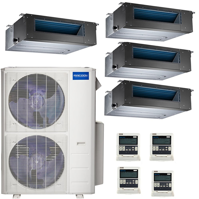 48k BTU 22.4 SEER MrCool Olympus Ductless Heat Pump Split System - 4 Zone Concealed Duct - 9k+9k+18k+18k